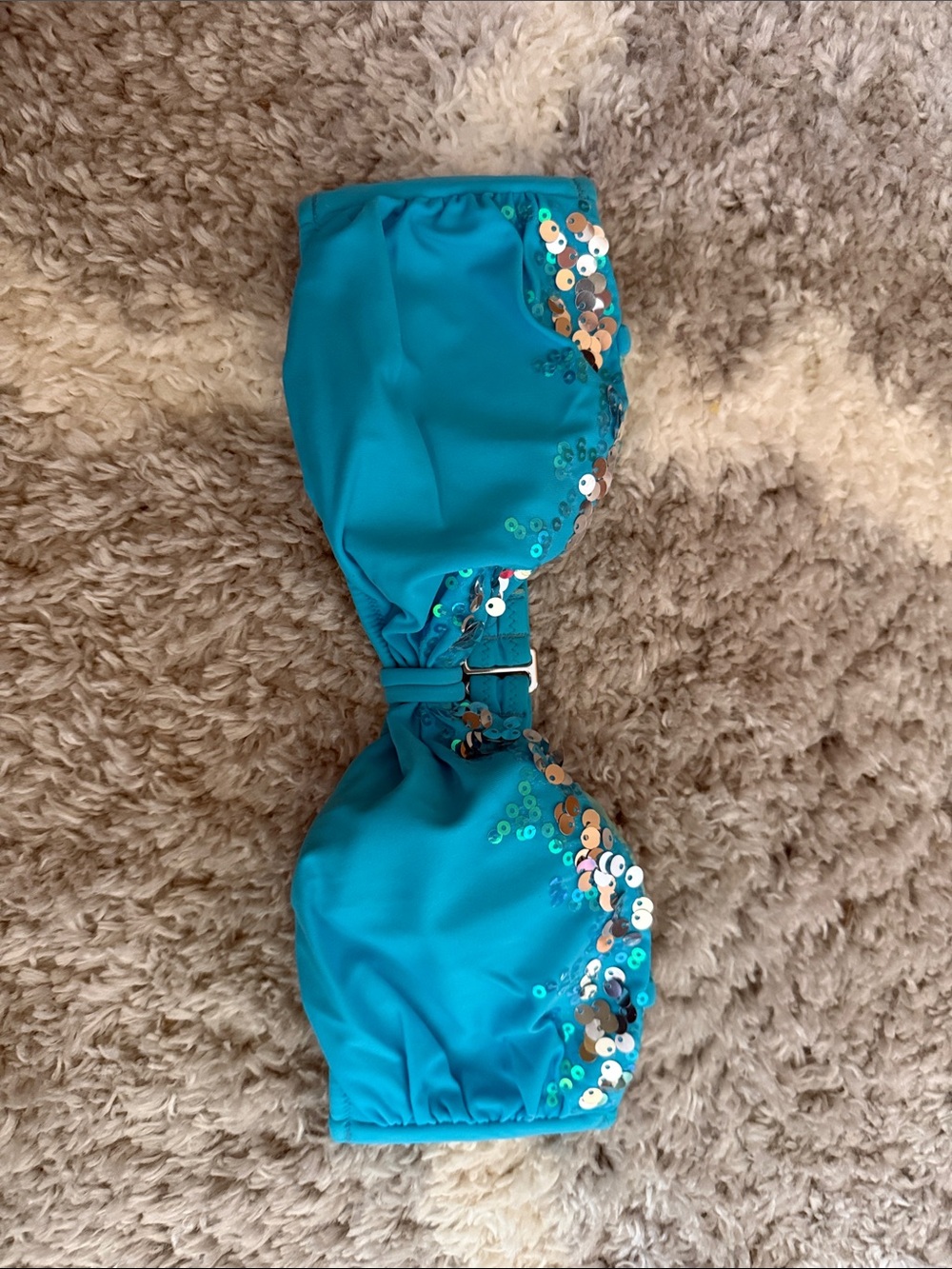 Victoria's Secret Turquoise Sequin Bandeau Bikini Top